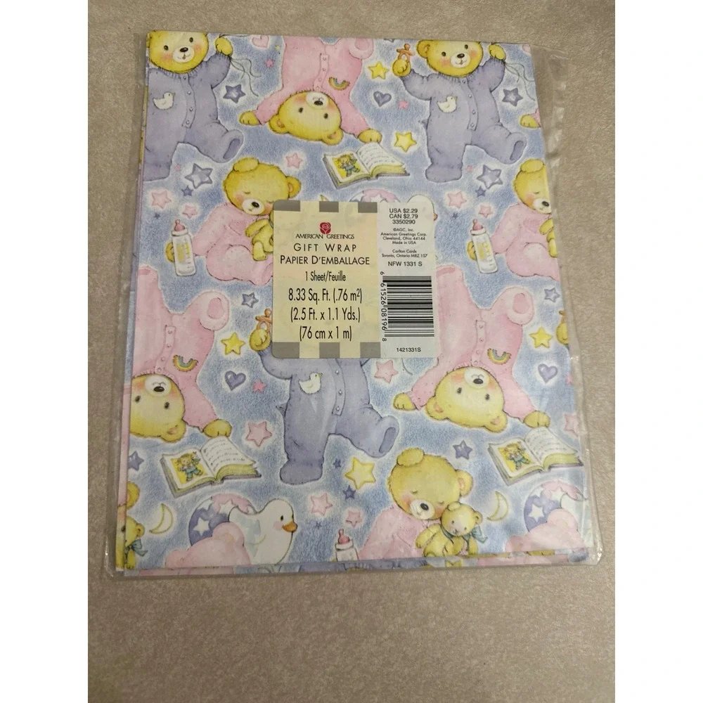 Baby Gift Wrap Lot Teddy Bears Ducks All Star Little Champ NOS 3 Sheets‎